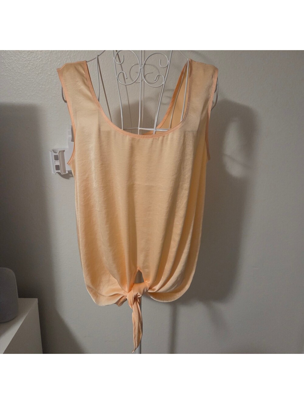 Calvin Klein Peach Sleeveless Tie-Front Tank Top Medium
